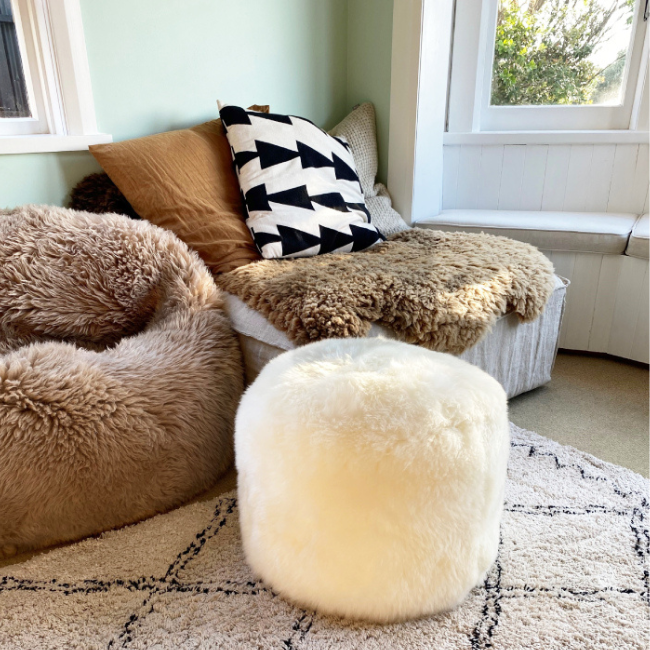 Sheepskin ottoman outlet